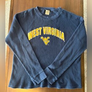 Big Ball Sports West Virginia Mountaineers Long Sleeve Blue Thermal Shirt Sz XL